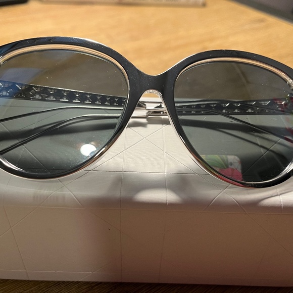 Christian Dior Diorama2 Silver Metallic Mirrored Sunglasses Cat Eye - Picture 7 of 15